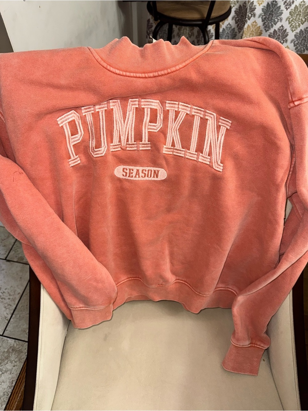 Coral 'Pumpkin Season' Mockneck Sweatshirt for Women